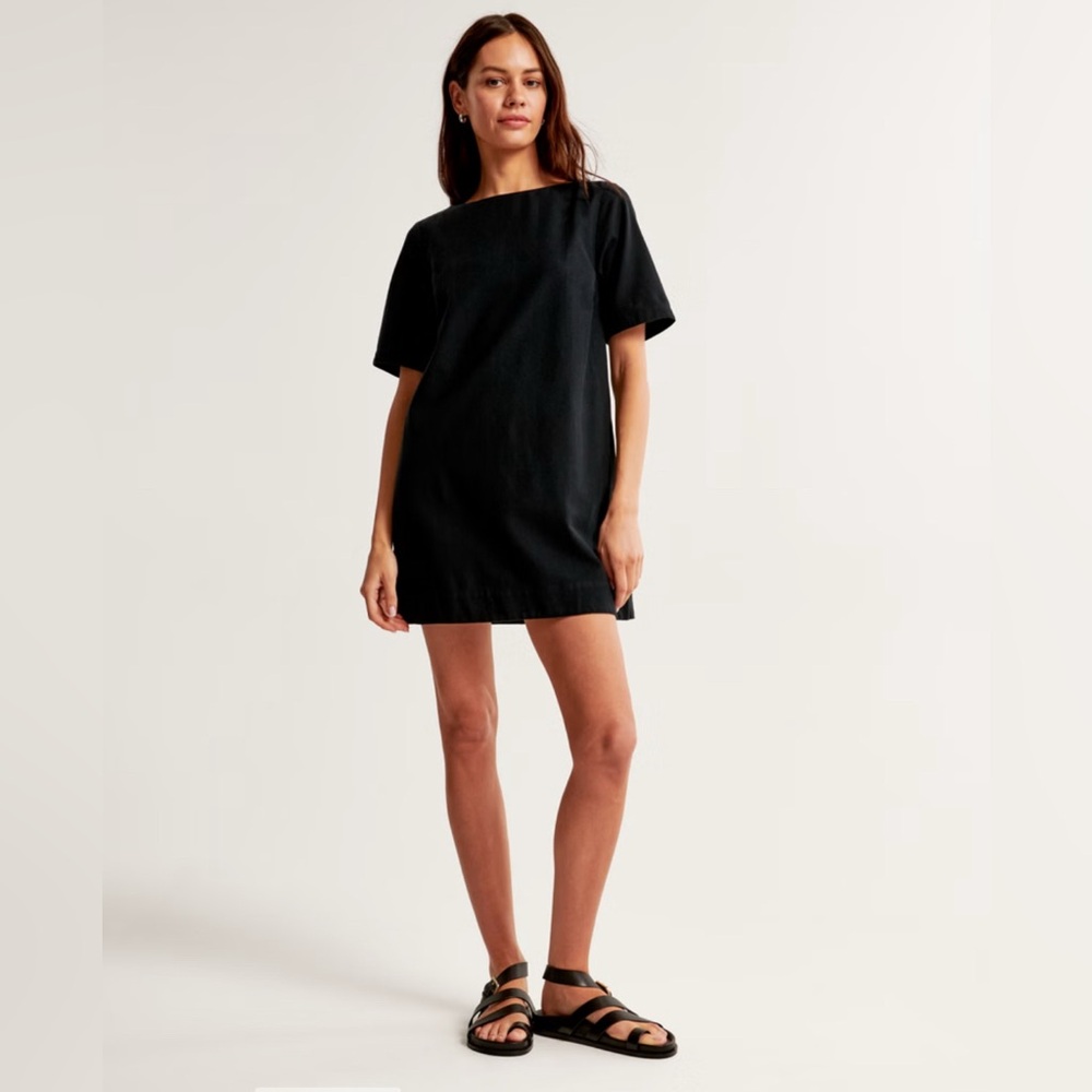 Abercrombie & Fitch Linen Black T-Shirt Shift Dress 🖤 Size XL 🖤 Great Condition